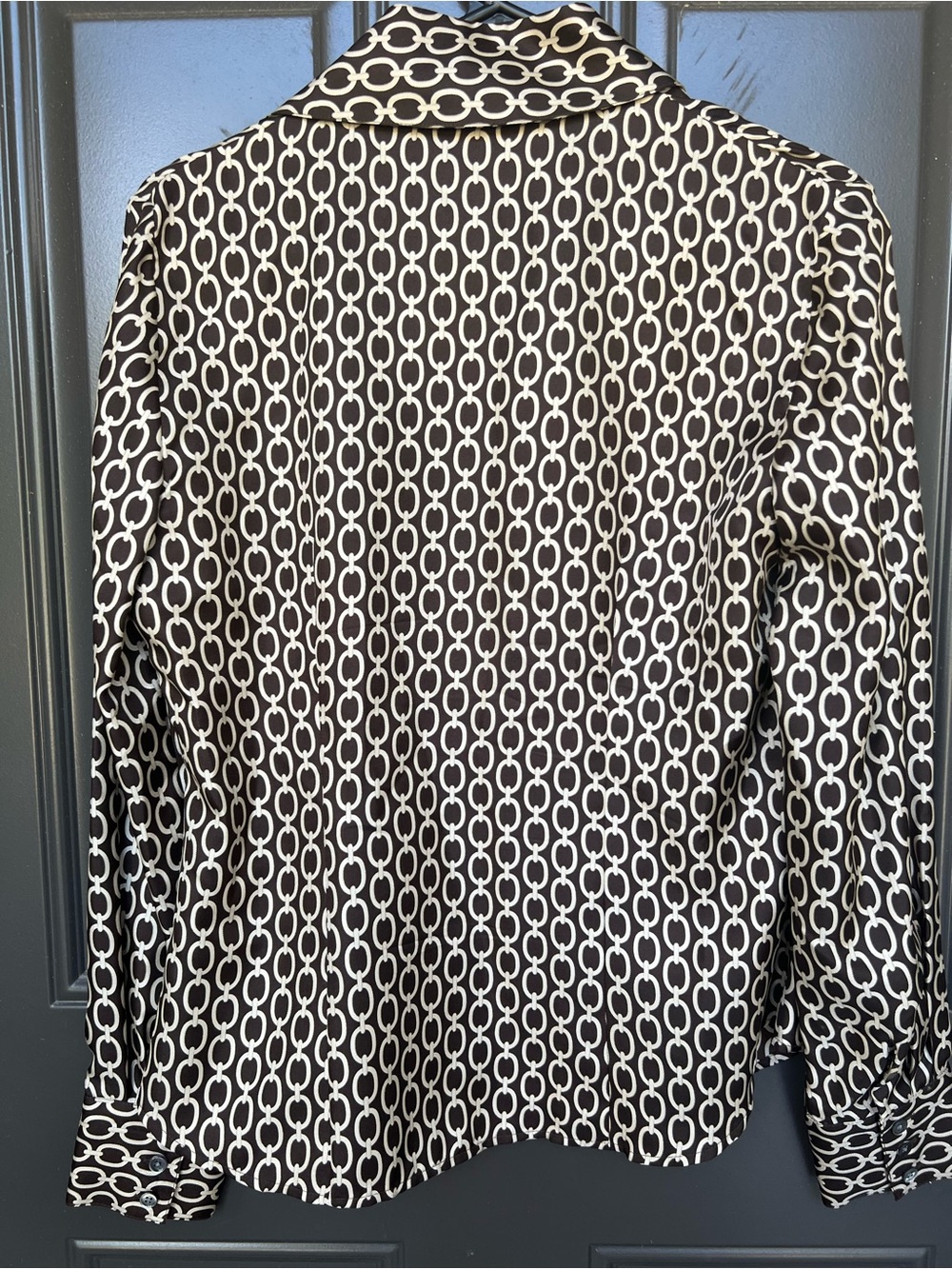 Ann Taylor Chain-Print Button-Front Blouse - Picture 5 of 6